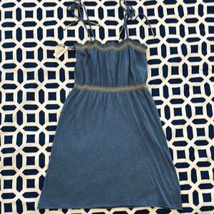 Blue Denim Color Dress with Straps